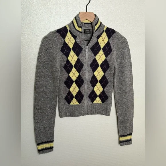 URBAN OUTFITTERS BDG Clarke Argyle Zip-Up Sweater - Picture 7 of 12